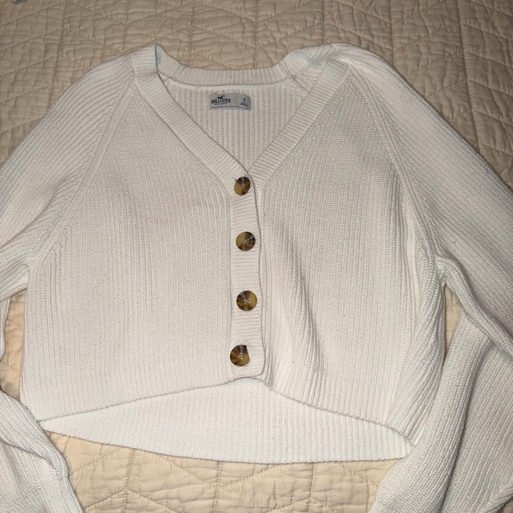 Hollister Cream Button-Up Cardigan